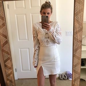 White Sequined Formal Dress.